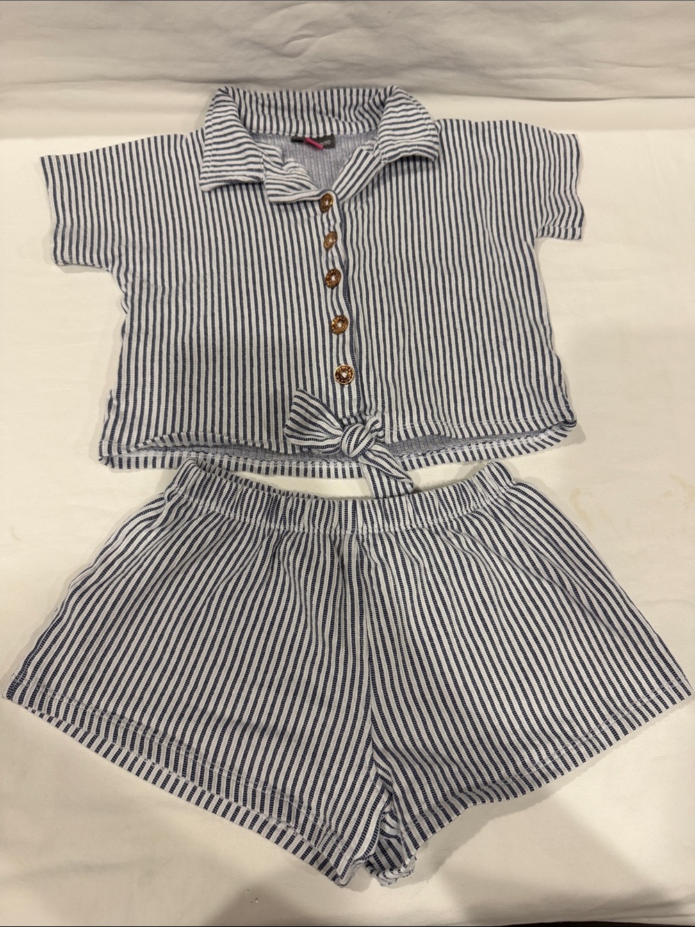 Vince Camuto Navy & White Striped Two-Piece Shorts Set